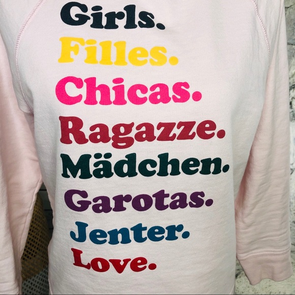 J Crew Girls Inc. Graphic Sweatshirt Pink Crop S - Picture 6 of 6
